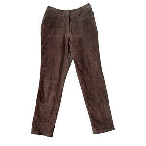 Chocolate Brown Suede Leather Women's Pants Y2K Western Cowgirl Boho